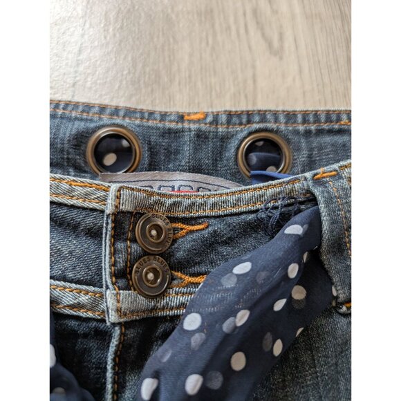 Womens Baccini Denim Bermuda Shorts With Polka Dot Scarf Belt Size 10 - Picture 2 of 5